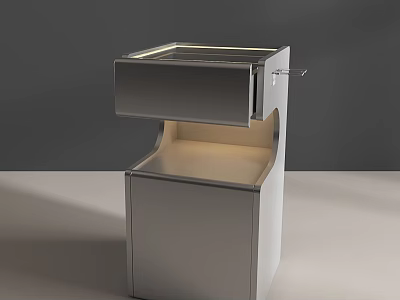 Modern Mall Counter With Silver Metal Frame LED Lighting And Open 3d model