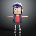 3D Cartoon Character Wearing Blue White Cap Red Shirt With Surprised Expression And Outstretched Arms