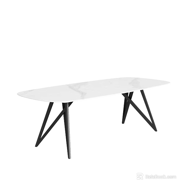 Modern Coffee Table with White Top and Black Geometric Legs Design 3d model