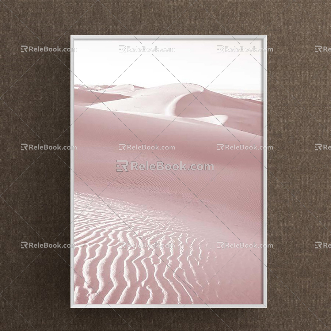 Modern landscape painting simple red bedroom landscape desert decorative painting 3d model