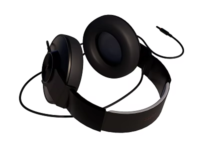 Black Wired Over Ear Headphones With Comfortable Ear Cushions And Adjustable Headband 3d model