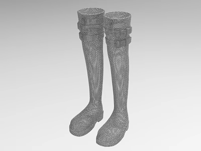 Stylish Mesh Knee High Boots For Daily Wear With Buckle Details 3d model