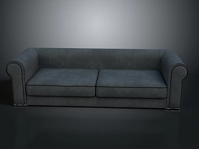 Gray Upholstered Two Seater Sofa With Curved Armrests And Modern Design 3d model