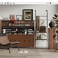 Vintage Sideboard Middle Ancient Sideboard Decorative Cabinet End View Cabinet Locker Storage Rack Potted Plant Leisure Chair Floor Lamp 3d model