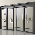 Modern Black Framed Glass Doors With Decorative Paintings In Interior
