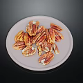 Roasted Pecans On White Plate Healthy Nut Snack For Daily Eating