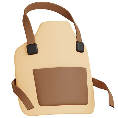 Beige And Brown Apron With Adjustable Straps Black Buckles And Front Pocket 3d model