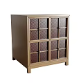 Brown Modern Bedside Cabinet With Four Diamond Pattern Drawers And Metal Handles