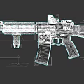 Modern Tactical Rifle With Black And Gold Design Modular Rail System 3d model