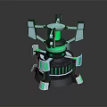 Futuristic Sci Fi Device 3D Model With Green Glowing Accents And Black White Structure