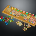 Wooden Educational Toy Tray With Numbers Colorful Rings And Building Blocks