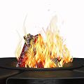Modern Outdoor Fire Pit With Wood Storage And Burning Flame
