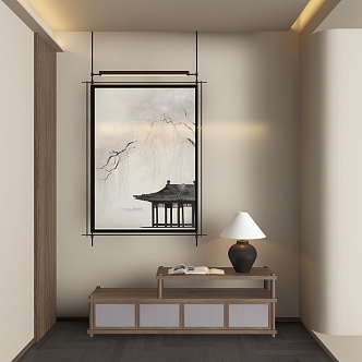 New Chinese Architecture Hanging Painting 3d model