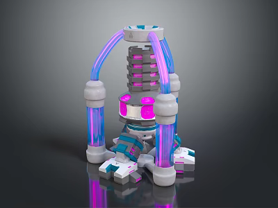 Modern Household Decorative Item With Stacked Layers And Purple Blue Lights 3d model