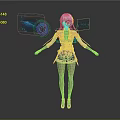 Anime Style Game Movie Character With Purple Hair Holographic Interfaces And School Uniform Outfit