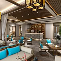 Elegant Modern Restaurant Interior With Open Dining Area And Stylish Decor Elements 3d model
