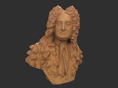 Man Bust Sculpture With Curly Long Hair And Intricate Clothing Details 3d model