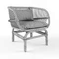 Wicker Leisure Chair With Black Cushion Natural Rattan Material For Indoor Outdoor Cozy Seating