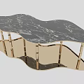 Unique Curved Modern Luxury Coffee Table With Black Marble Top And Gold Metal Frame