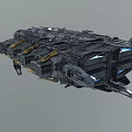 Massive Futuristic Sci-Fi Spaceship With Metallic Surface And Intricate Structural Details 3d model