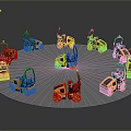 Orange Small Road Roller Construction Vehicles Arranged in Circular Formation