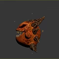 Red Spiked Game Movie Character With Fierce Face Outstretched Claws And Golden Sparkles