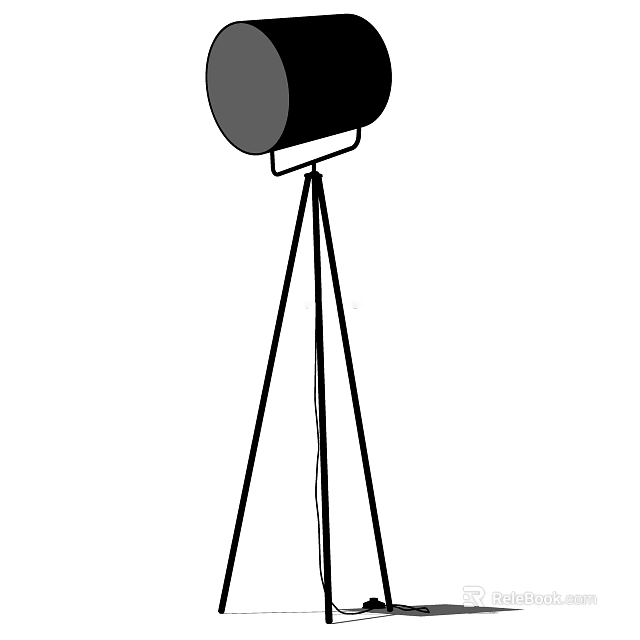 Modern Floor Lamp With Tripod Stand Round Shade And Stable Base For Living Room 3d model 