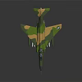 Camouflage Military Fighter Jet With Green Brown Paint US Air Force Insignia And Missiles