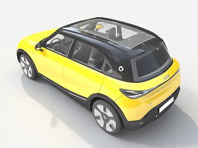 Yellow And Black Car With Panoramic Sunroof And Sleek Design 3d model