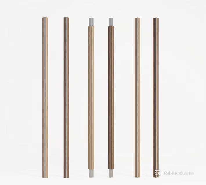 Multiple Decorative Pillars In Various Brown Tones For Modern Interior Design 3d model 