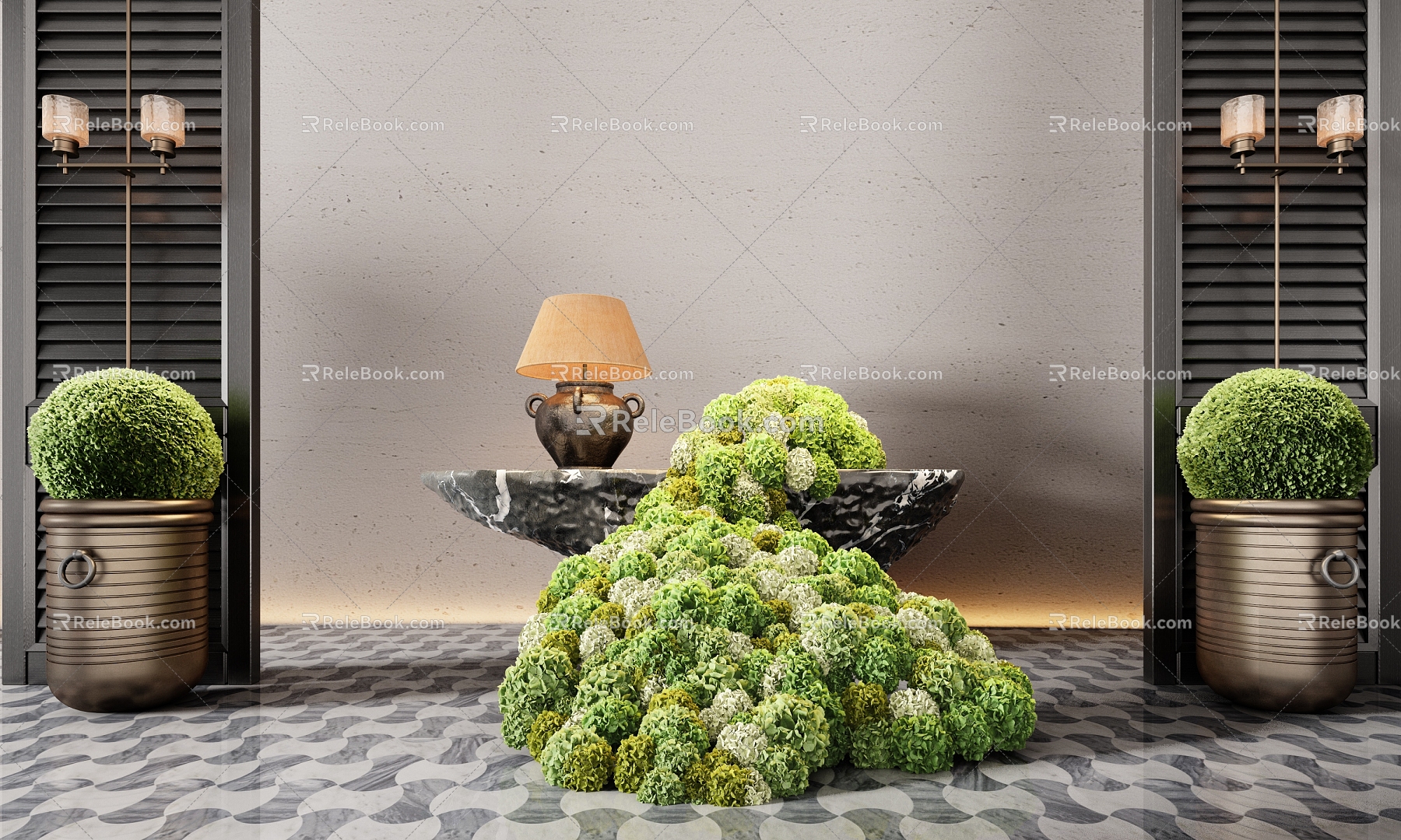 Hotel End View Platform Green Plant Moss Floriculture Moss Combination 3d model