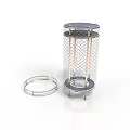 Modern Metal Mesh Cylindrical Container Structure With Circular Ring Accessory