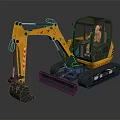 Yellow And Black Modern Tracked Excavator With Transparent Cab And Construction Features 3d model