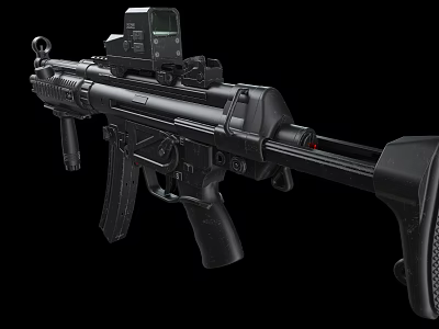 Black Tactical Assault Rifle With Optical Sight And Tactical Accessories 3d model