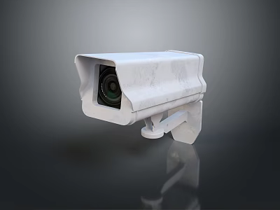 Advanced Projection Monitoring Security Camera With White Housing HD Lens And Mounting Bracket 3d model