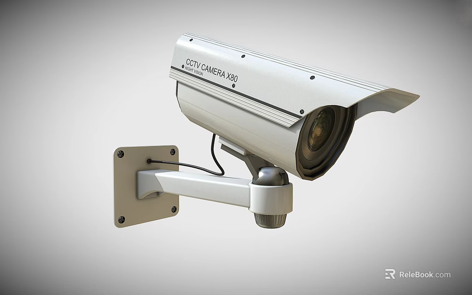 Public Security CCTV Camera Mounted On Wall For Outdoor Surveillance System 3d model 