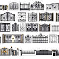 European-style gate wrought iron gate guardrail combination 3d model