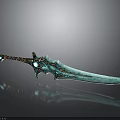 Turquoise Fantasy Sword With Golden Accents Wrapped Hilt Gemstone And Shiny Reflective Blade