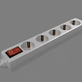 White Power Strip With Multiple Sockets Red Switch And Brown Plugs 3d model