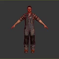 Realistic Male Character in Plaid Shirt and Overalls Standing with Arms Outstretched