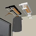Modern Ceiling Mounted Clothes Hanger With Built In Light For Home Use 3d model