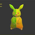 Yellow Cartoon Creature Figure With Long Ears Red Cheeks Standing Posture Shiny Surface 3d model