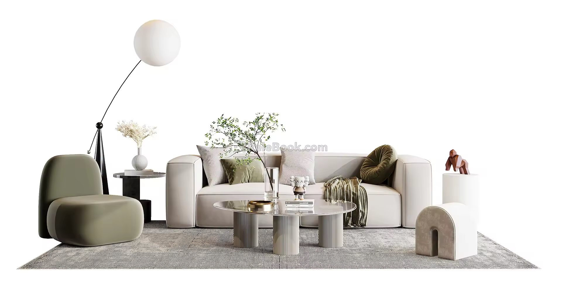 Modern sofa coffee table combination 3d model