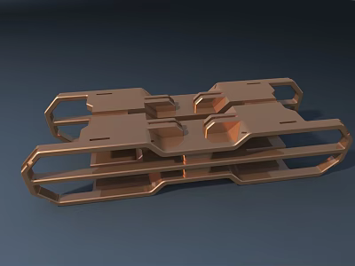 Garden Landscape Design With Copper Metal Decorative Structures And Pathways 3d model