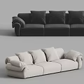 Stylish Black and Beige Sectional Sofa with Plush Cushions and Upholstered Design