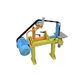 Industrial Grinding Machinery With Yellow Base Blue Motor And Belt Drive
