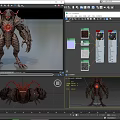 Mythical Fantasy Game And Movie Character With Armored Body Red Glowing Core Horns And Claws