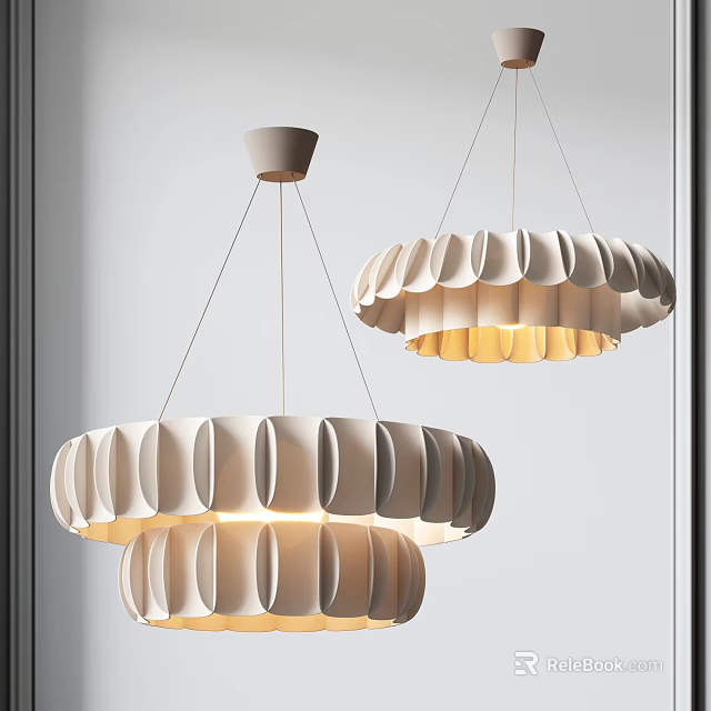 Modern Petal Shaped Light Colored Chandeliers With Soft Glow For Contemporary Home Interior 3d model 