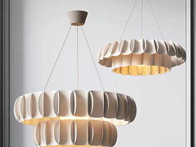 Modern Petal Shaped Light Colored Chandeliers With Soft Glow For Contemporary Home Interior 3d model