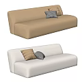 Modern Multi Seater Sofa In Brown And White With Patterned Solid Pillows 3d model
